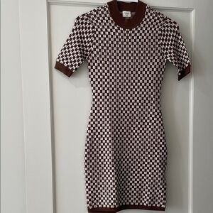Abercrombie & Fitch Brown and White Mini Sweater Dress